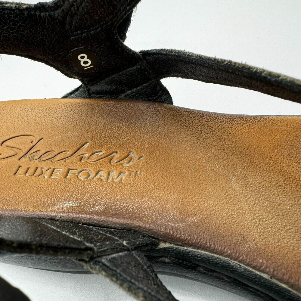 SKECHERS | Women's 8 Black Strappy Ankle Buckle Dressy Go Luxe Foam Sandals‎ - Picture 6 of 8